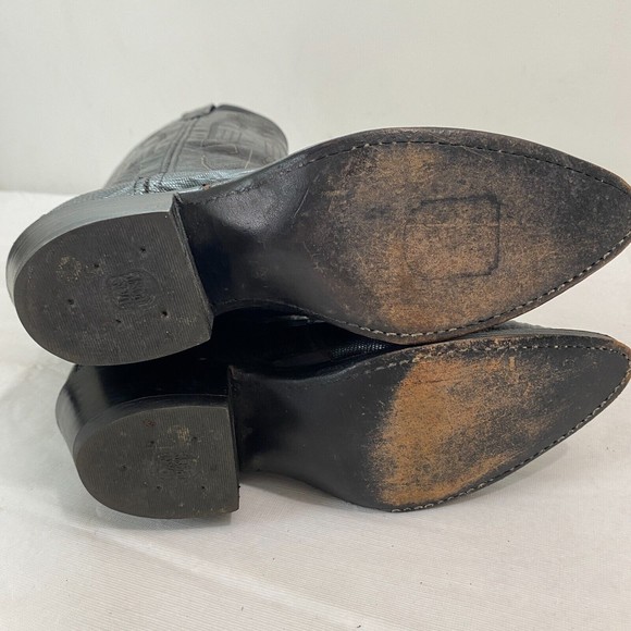 VTG Dan Post Black Teju Lizard Leather Embroidered Western Cowboy Boots Womens 5 - Picture 8 of 14